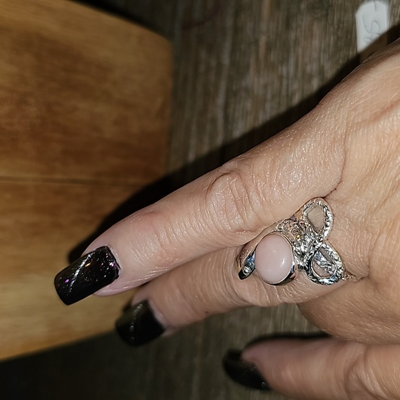 New Pink Peruvian opal snake 🐍 ring Sterling Silver size 7.5 - Picture 4 of 8